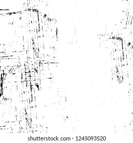 Grunge overlay layer. Abstract black and white vector background. Monochrome vintage surface with dirty pattern in cracks, spots, dots. Old wall in dark horror style design