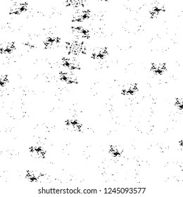 Grunge overlay layer. Abstract black and white vector background. Monochrome vintage surface with dirty pattern in cracks, spots, dots. Old wall in dark horror style design