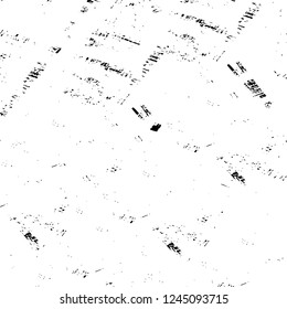 Grunge overlay layer. Abstract black and white vector background. Monochrome vintage surface with dirty pattern in cracks, spots, dots. Old wall in dark horror style design