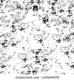 Grunge overlay layer. Abstract black and white vector background. Monochrome vintage surface with dirty pattern in cracks, spots, dots. Old wall in dark horror style design