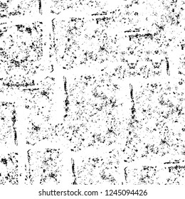 Grunge overlay layer. Abstract black and white vector background. Monochrome vintage surface with dirty pattern in cracks, spots, dots. Old wall in dark horror style design