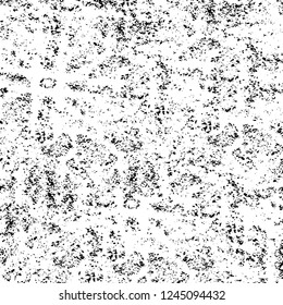 Grunge overlay layer. Abstract black and white vector background. Monochrome vintage surface with dirty pattern in cracks, spots, dots. Old wall in dark horror style design