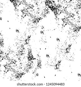 Grunge overlay layer. Abstract black and white vector background. Monochrome vintage surface with dirty pattern in cracks, spots, dots. Old wall in dark horror style design