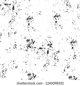 Grunge overlay layer. Abstract black and white vector background. Monochrome vintage surface with dirty pattern in cracks, spots, dots. Old wall in dark horror style design