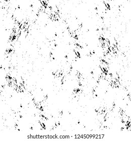 Grunge overlay layer. Abstract black and white vector background. Monochrome vintage surface with dirty pattern in cracks, spots, dots. Old wall in dark horror style design