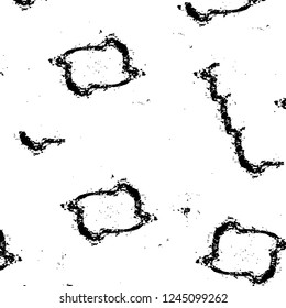 Grunge overlay layer. Abstract black and white vector background. Monochrome vintage surface with dirty pattern in cracks, spots, dots. Old wall in dark horror style design