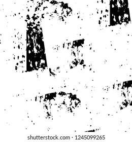 Grunge overlay layer. Abstract black and white vector background. Monochrome vintage surface with dirty pattern in cracks, spots, dots. Old wall in dark horror style design