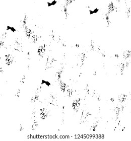 Grunge overlay layer. Abstract black and white vector background. Monochrome vintage surface with dirty pattern in cracks, spots, dots. Old wall in dark horror style design