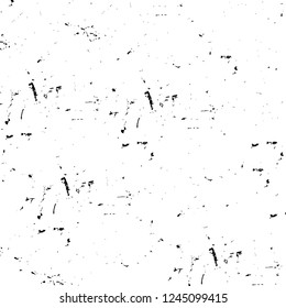 Grunge overlay layer. Abstract black and white vector background. Monochrome vintage surface with dirty pattern in cracks, spots, dots. Old wall in dark horror style design