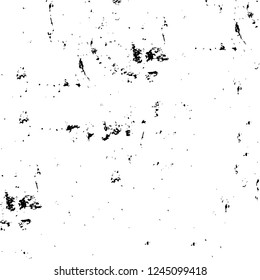 Grunge overlay layer. Abstract black and white vector background. Monochrome vintage surface with dirty pattern in cracks, spots, dots. Old wall in dark horror style design