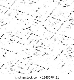 Grunge overlay layer. Abstract black and white vector background. Monochrome vintage surface with dirty pattern in cracks, spots, dots. Old wall in dark horror style design