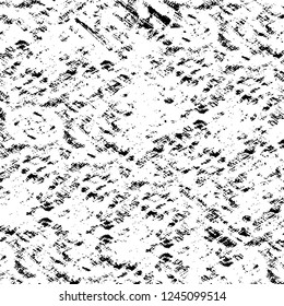 Grunge overlay layer. Abstract black and white vector background. Monochrome vintage surface with dirty pattern in cracks, spots, dots. Old wall in dark horror style design