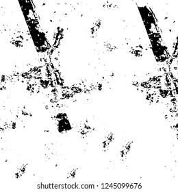 Grunge overlay layer. Abstract black and white vector background. Monochrome vintage surface with dirty pattern in cracks, spots, dots. Old wall in dark horror style design