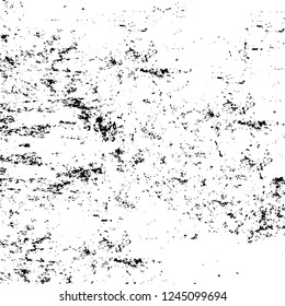 Grunge overlay layer. Abstract black and white vector background. Monochrome vintage surface with dirty pattern in cracks, spots, dots. Old wall in dark horror style design