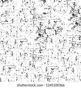 Grunge overlay layer. Abstract black and white vector background. Monochrome vintage surface with dirty pattern in cracks, spots, dots. Old wall in dark horror style design
