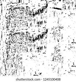 Grunge overlay layer. Abstract black and white vector background. Monochrome vintage surface with dirty pattern in cracks, spots, dots. Old wall in dark horror style design