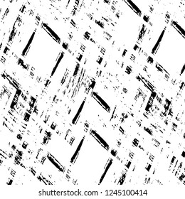 Grunge overlay layer. Abstract black and white vector background. Monochrome vintage surface with dirty pattern in cracks, spots, dots. Old wall in dark horror style design