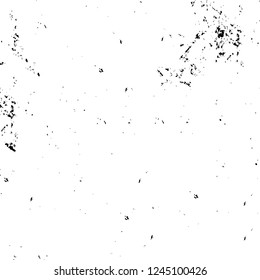 Grunge overlay layer. Abstract black and white vector background. Monochrome vintage surface with dirty pattern in cracks, spots, dots. Old wall in dark horror style design