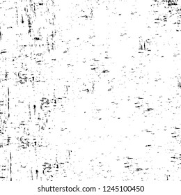 Grunge overlay layer. Abstract black and white vector background. Monochrome vintage surface with dirty pattern in cracks, spots, dots. Old wall in dark horror style design