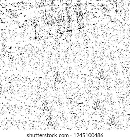 Grunge overlay layer. Abstract black and white vector background. Monochrome vintage surface with dirty pattern in cracks, spots, dots. Old wall in dark horror style design