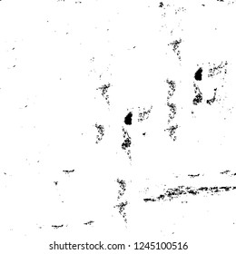Grunge overlay layer. Abstract black and white vector background. Monochrome vintage surface with dirty pattern in cracks, spots, dots. Old wall in dark horror style design