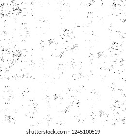 Grunge overlay layer. Abstract black and white vector background. Monochrome vintage surface with dirty pattern in cracks, spots, dots. Old wall in dark horror style design