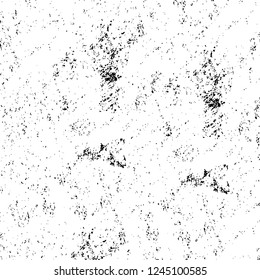 Grunge overlay layer. Abstract black and white vector background. Monochrome vintage surface with dirty pattern in cracks, spots, dots. Old wall in dark horror style design