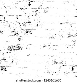 Grunge overlay layer. Abstract black and white vector background. Monochrome vintage surface with dirty pattern in cracks, spots, dots. Old wall in dark horror style design