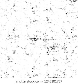 Grunge overlay layer. Abstract black and white vector background. Monochrome vintage surface with dirty pattern in cracks, spots, dots. Old wall in dark horror style design