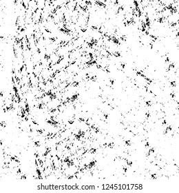 Grunge overlay layer. Abstract black and white vector background. Monochrome vintage surface with dirty pattern in cracks, spots, dots. Old wall in dark horror style design