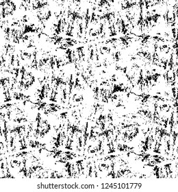 Grunge overlay layer. Abstract black and white vector background. Monochrome vintage surface with dirty pattern in cracks, spots, dots. Old wall in dark horror style design