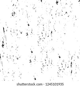 Grunge overlay layer. Abstract black and white vector background. Monochrome vintage surface with dirty pattern in cracks, spots, dots. Old wall in dark horror style design