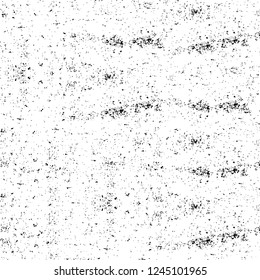 Grunge overlay layer. Abstract black and white vector background. Monochrome vintage surface with dirty pattern in cracks, spots, dots. Old wall in dark horror style design