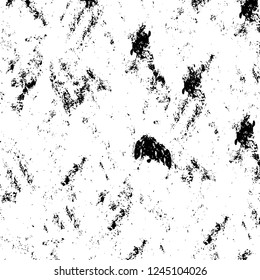 Grunge overlay layer. Abstract black and white vector background. Monochrome vintage surface with dirty pattern in cracks, spots, dots. Old wall in dark horror style design