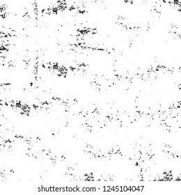 Grunge overlay layer. Abstract black and white vector background. Monochrome vintage surface with dirty pattern in cracks, spots, dots. Old wall in dark horror style design