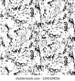 Grunge overlay layer. Abstract black and white vector background. Monochrome vintage surface with dirty pattern in cracks, spots, dots. Old wall in dark horror style design