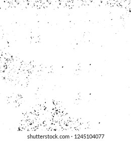 Grunge overlay layer. Abstract black and white vector background. Monochrome vintage surface with dirty pattern in cracks, spots, dots. Old wall in dark horror style design