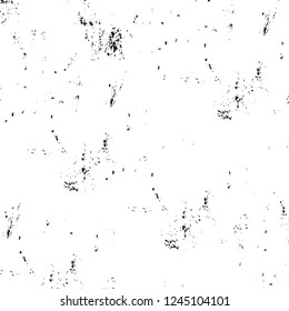 Grunge overlay layer. Abstract black and white vector background. Monochrome vintage surface with dirty pattern in cracks, spots, dots. Old wall in dark horror style design