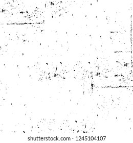 Grunge overlay layer. Abstract black and white vector background. Monochrome vintage surface with dirty pattern in cracks, spots, dots. Old wall in dark horror style design