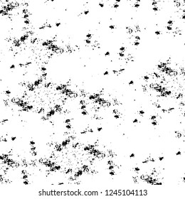 Grunge overlay layer. Abstract black and white vector background. Monochrome vintage surface with dirty pattern in cracks, spots, dots. Old wall in dark horror style design