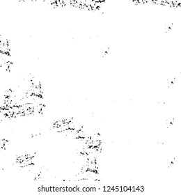 Grunge overlay layer. Abstract black and white vector background. Monochrome vintage surface with dirty pattern in cracks, spots, dots. Old wall in dark horror style design