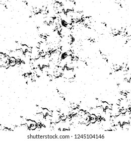 Grunge overlay layer. Abstract black and white vector background. Monochrome vintage surface with dirty pattern in cracks, spots, dots. Old wall in dark horror style design