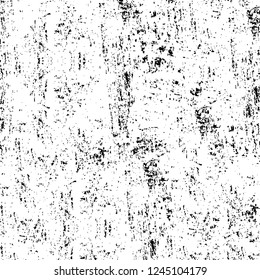 Grunge overlay layer. Abstract black and white vector background. Monochrome vintage surface with dirty pattern in cracks, spots, dots. Old wall in dark horror style design
