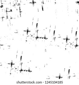 Grunge overlay layer. Abstract black and white vector background. Monochrome vintage surface with dirty pattern in cracks, spots, dots. Old wall in dark horror style design