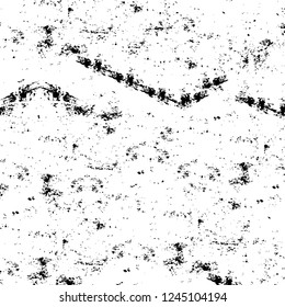 Grunge overlay layer. Abstract black and white vector background. Monochrome vintage surface with dirty pattern in cracks, spots, dots. Old wall in dark horror style design