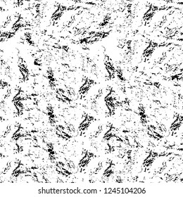 Grunge overlay layer. Abstract black and white vector background. Monochrome vintage surface with dirty pattern in cracks, spots, dots. Old wall in dark horror style design