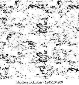 Grunge overlay layer. Abstract black and white vector background. Monochrome vintage surface with dirty pattern in cracks, spots, dots. Old wall in dark horror style design