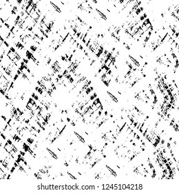 Grunge overlay layer. Abstract black and white vector background. Monochrome vintage surface with dirty pattern in cracks, spots, dots. Old wall in dark horror style design