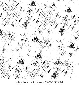 Grunge overlay layer. Abstract black and white vector background. Monochrome vintage surface with dirty pattern in cracks, spots, dots. Old wall in dark horror style design