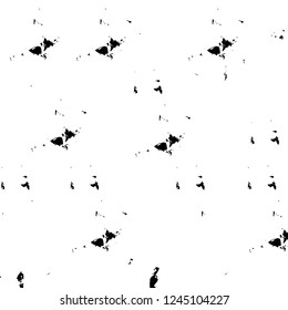 Grunge overlay layer. Abstract black and white vector background. Monochrome vintage surface with dirty pattern in cracks, spots, dots. Old wall in dark horror style design